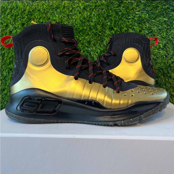 Under Armour Curry 4 x Shoe Palace 25th Anniversary Gold Black Red - Picture 1 of 13